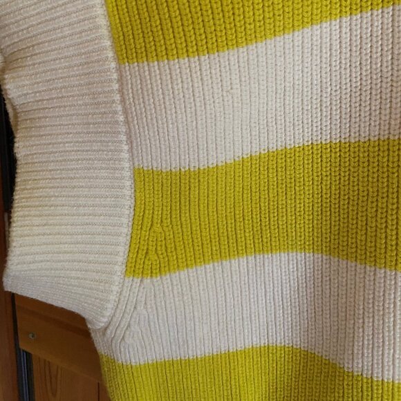 MAEVE Anthropologie Yellow/White Striped Knit Top Sweater - Size L - Picture 5 of 6